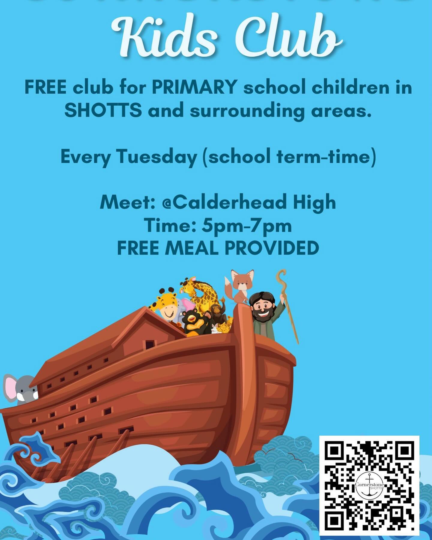 Cornerstone Kids club is on tonight. Our FREE club is for primary school aged children in Shotts and surrounding areas. We offer a free meal and various fun activities.