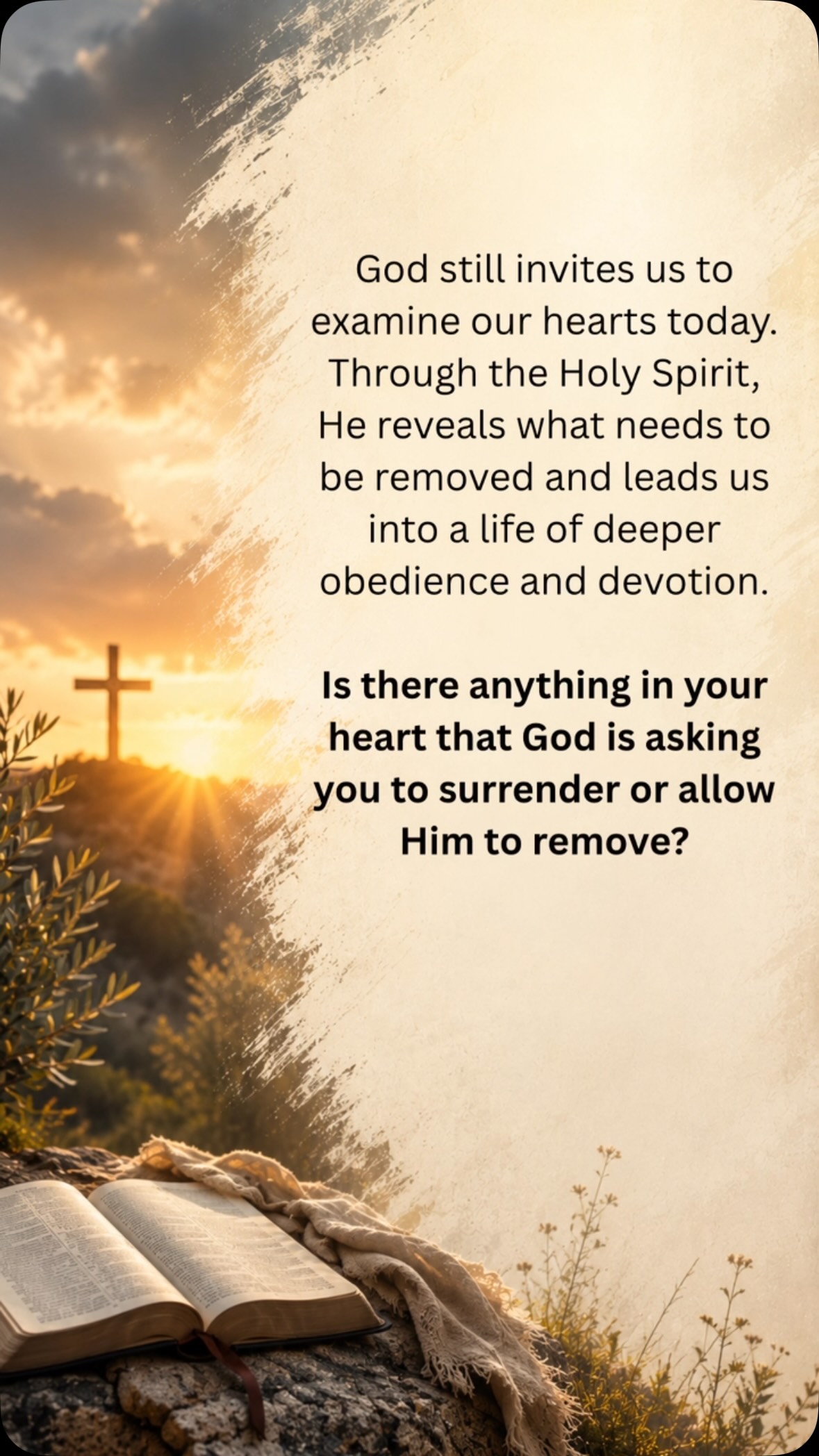 ❤️ A Heart Fully Surrendered

“Circumcise yourselves to the Lord, circumcise your hearts.”
Jeremiah 4:4

God is not only interested in what we look like on the outside. He wants our hearts.

He calls us to let go of pride, sin, stubbornness and anything that has taken His rightful place.

This is not about outward religion. It is about genuine repentance, inward transformation and a life fully surrendered to Jesus.

What might God be asking you to surrender today?