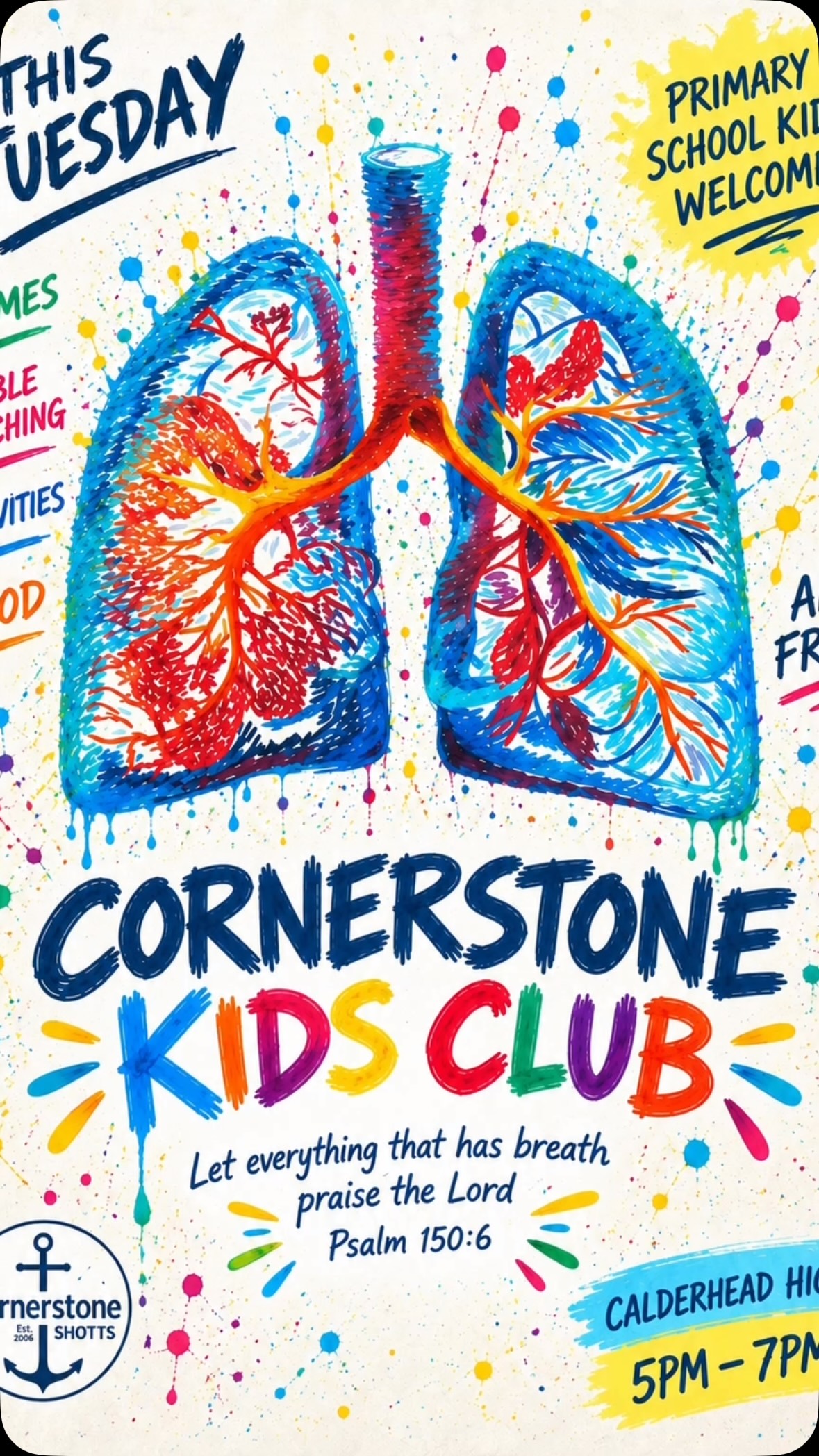 Kids club is on tonight from 5pm-7pm at Calderhead High School. Noodles for dinner as requested.